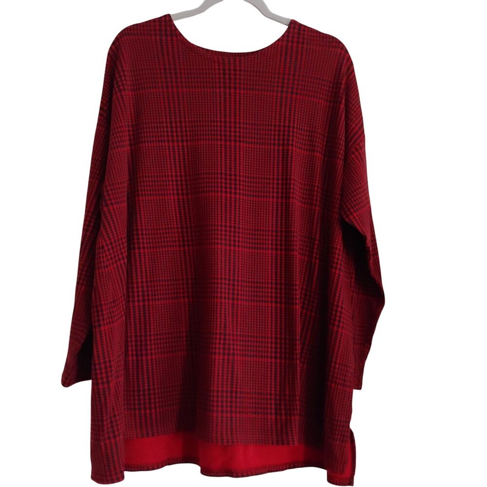 J. Jill Simply Supima Houndstooth Comfortable Career L-Sleeve Tunic Shirt  2X